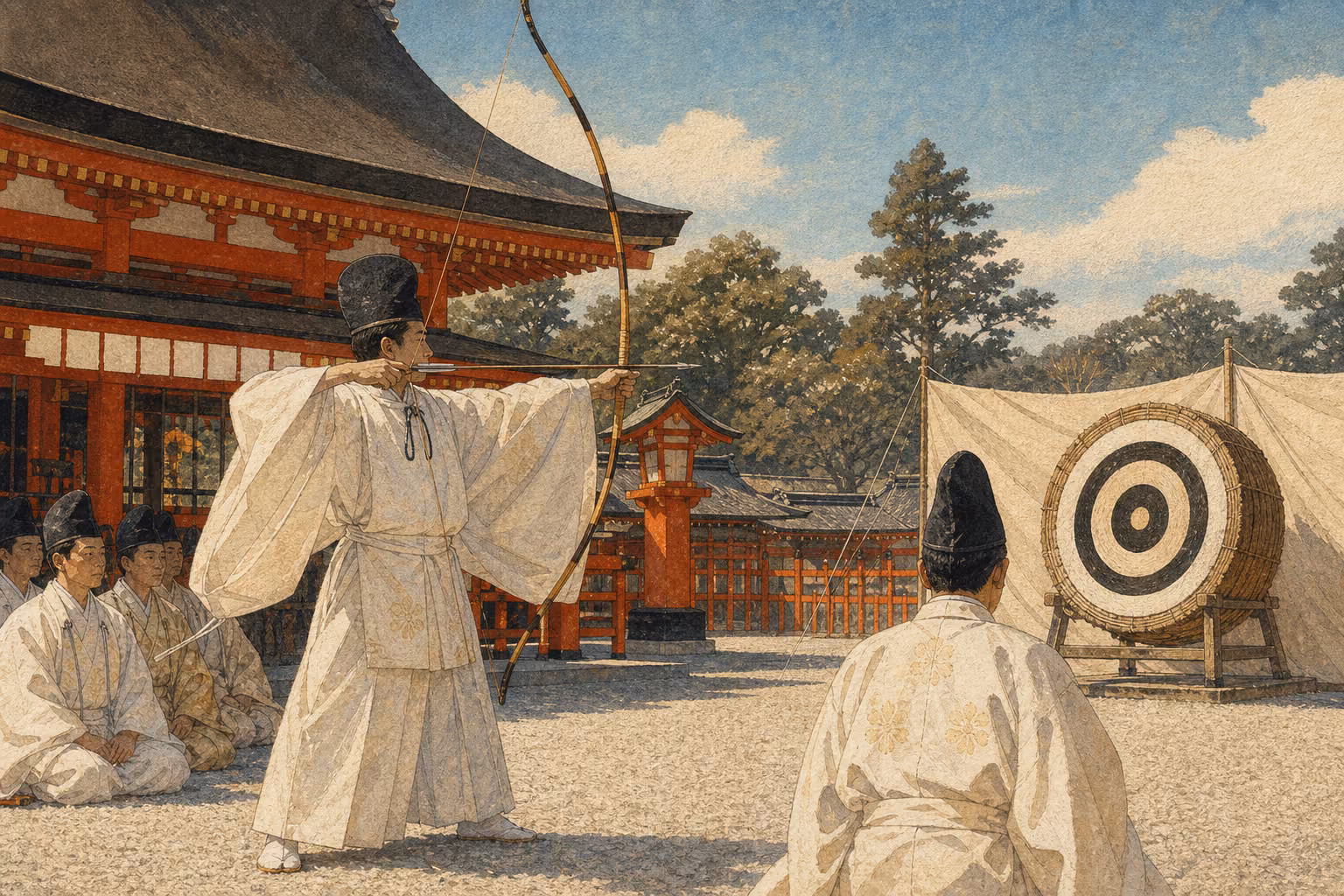 Editorial illustration representing Hōsha-sai