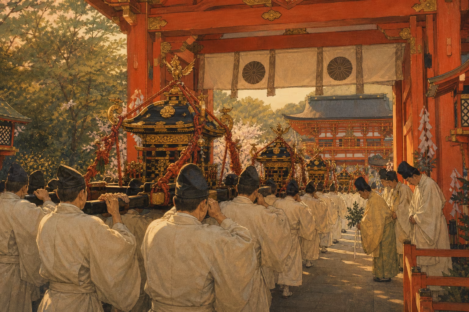 Editorial illustration representing Inari-sai, Kankō-sai