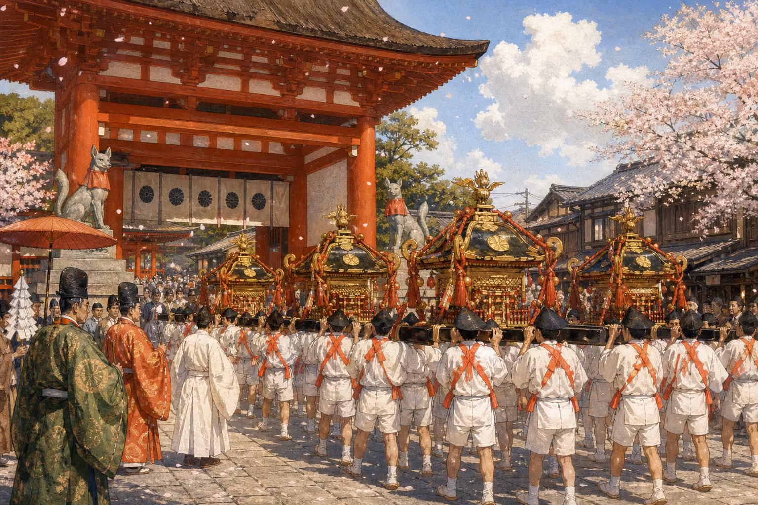 Editorial illustration representing Inari-sai, Shinkō-sai