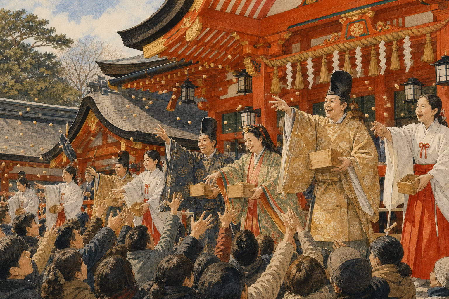 Editorial illustration representing Setsubun-sai
